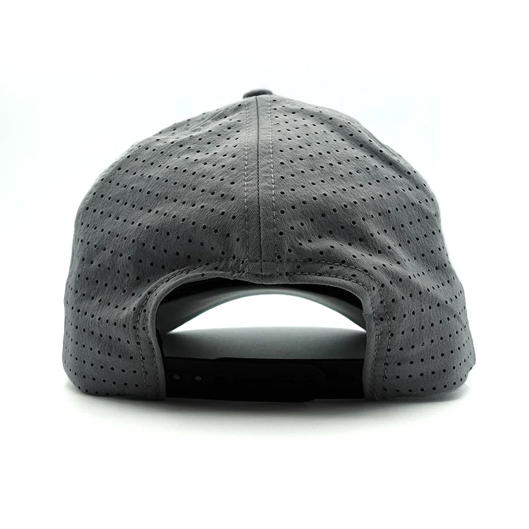 Gray Leather Patch Snapback Hat - Image 4